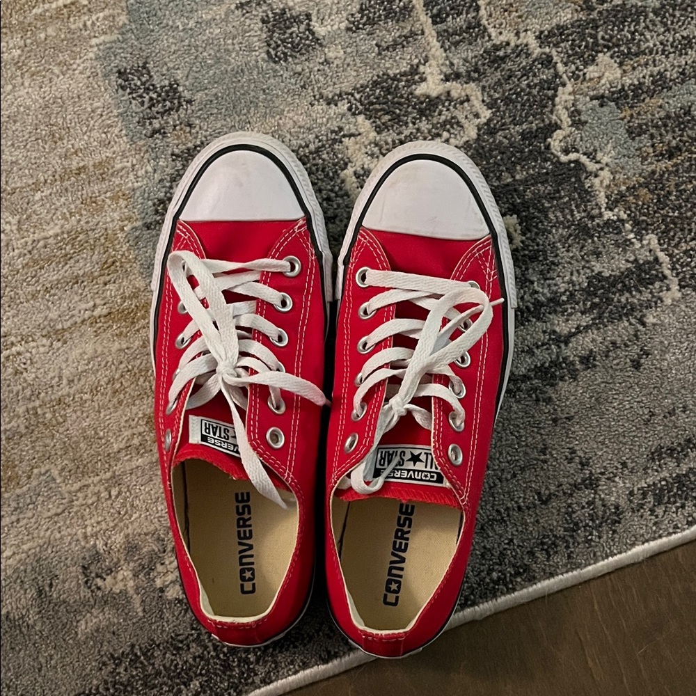Converse Red Low-Top Canvas Sneakers with White Accents